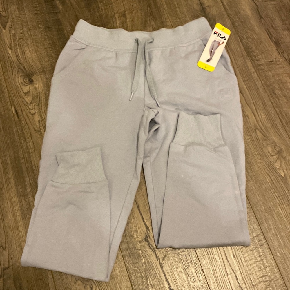blue fila sweatpants